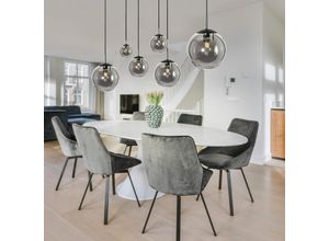 4059157363793 - Etc-shop - Pendelleuchte Kugeln schwarz Esstisch Lampe Wohnzimmer Hängeleuchte Metall Glas rauch Fassungen 6x E27 BxH 120x160 cm 4059157363793 - Etc-shop - Pendelleuchte Kugeln schwarz Esstisch Lampe Wohnzimmer Hängeleuchte Metall Glas rauch Fassungen 6x E27 BxH 120x160 cm