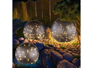 4059157363953 - Solarlampe Gartendeko Solarkugeln Außen LED Gartenlampe Erdspieß rauch D 15 cm 20 cm 25 cm 3er Set