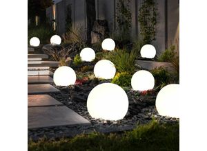 4059157364660 - Etc-shop - Kugelleuchte Solar 10 cm Solarleuchte Kugel Garten led Gartendeko Solarkugel für Außen klein Leuchtdauer ca 6-8 Stunden h 38 cm 10er