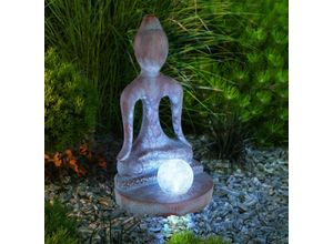 4059157364707 - Etc-shop - Solarleuchte Gartendeko Gartenfigur Buddha Feng Shui Deko Garten wetterfest Kunststoff Glas grau- bronze 1x led kaltweiß LxH 175 x 30