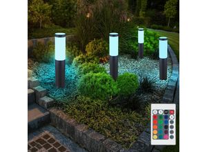 4059157365193 - Wegeleuchte dimmbar mit Fernbedienung led Sockelleuchte Gartenlampe anthrazit mit Farbwechsel Edelstahl 4x9W 4x 806lm warmweiß h 45 cm 4er Set