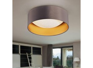 4059157365667 - Etc-shop - led Deckenleuchte Sterneneffekt Wohnzimmerlampe Textilschirm taupe gold Deckenlampe Modern weiß rund 12W 1300Lm neutralweiß DxH 32x11 cm