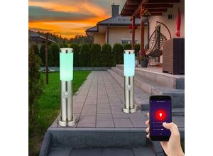 4059157366190 - Etc-shop - Sockelleuchte E27 Stehlampe Garten Smart Home Außenleuchte Bewegungsmelder App-Sprachsteuerung dimmbar Timer cct IP44 Edelstahl 1x rgb