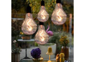 4059157366381 - Etc-shop - Hängeleuchte Edison Glühbirne Außenlampe hängend Fairy lights Hängelampe Gartenleuchte schwarz Timer 4x led warmweiß LxBxH 150x11x50 cm