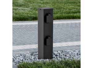 4059157366664 - Etc-shop - Steckdosensäule Outdoor 4 Fach Gartensteckdose für den Außenbereich Stromsäule Edelstahl Verteiler schwarz LxH 125x39 cm Garten