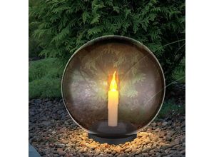 4059157367227 - Kugel Solarleuchten für den Garten rund LED Solar Kerze Feuereffekt Gartenleuchten 25 cm für Außen Kunststoff rauch 1x LED warmweiß DxH 25x385 cm