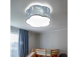 4059157367920 - Deckenlampe Kinderzimmer pastellblau Schlafzimmerlampe Wolke 3-flammig Deckenleuchte Spielzimmer Sterne Mond Textilschirm 3x E27 DxH 40x20 cm