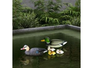 4059157369030 - Teichenten für Gartenteich Entenfamilie Schwimmente für Teich Stockente Deko schwimmende Teichdeko mit Verbindungsöse Stabilisierungsgewicht