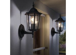 4059157369351 - Etc-shop - Außenlampe Wand Wandleuchte Außen E27 Glas Gartenlampe Außen Laterne schwarz Aluminium 1x E27 Fassung LxH 173x336 cm 2er Set