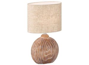 4059157371026 - Tischleuchte Nachttischlampe Beistellleuchte E14 Keramik Holzoptik Textil sand