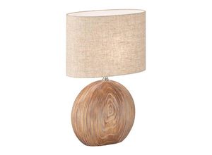 4059157371040 - Tischleuchte Nachttischlampe Beistellleuchte E14 Keramik Holzoptik Textil sand