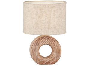 4059157371057 - Tischleuchte Beistelllampe Nachttischlampe Tischlampe Beige Keramik Holzfarbe