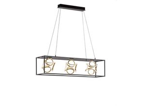 4059157371316 - Designleuchte Hängeleuchte Esszimmerlampe LED Blattgold schwarz dimmbar L 108 cm