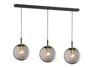 4059157371637 - Pendelleuchte Hängelampe Wohnzimmerleuchte Deckenlampe Esszimmerleuchte Metall schwarz Glas rauchfarben 3 Flammig E27 H 140 cm