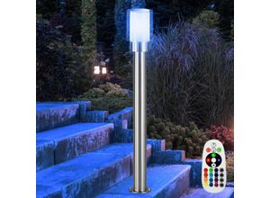 4059157372108 - Etc-shop - Gartenlampen Außen silber Außenlampe Stehleuchte Wegeleuchten Fernbedienung dimmbar Edelstahl Metall weiß klar IP54 1x rgb led 85W