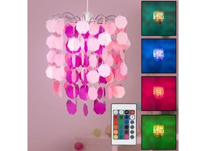 4059157375826 - Etc-shop - Pendelleuchte Hängelampe Spielzimmerleuchte Mädchen pink Fernbedienung rgb led Metall 1x rgb led warmweiß DxH 32x140 cm