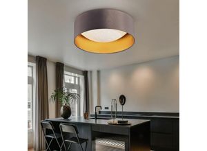 4059157376090 - Etc-shop - led Deckenleuchte Sterneneffekt Wohnzimmerlampe Textilschirm taupe gold Deckenlampe Modern weiß rund 12W 1300Lm neutralweiß DxH 32x11 cm