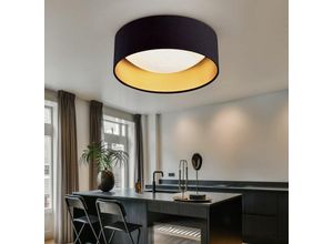 4059157376106 - LED Deckenleuchte Sterneneffekt Wohnzimmerlampe Textilschirm schwarz gold Deckenlampe Modern weiß rund 12W 1300Lm neutralweiß DxH 32x11 cm