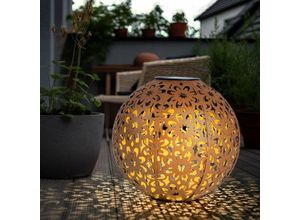 4059157376380 - Etc-shop - Solarlampe Solarleuchte für Außen Gartendeko Kugel Solar rost Erdspieß Blumen Dekorstanzungen Metall led warmweiß d 20 cm