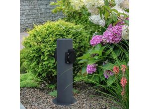 4059157378087 - Etc-shop - Steckdosensäule Outdoor 2 Fach Gartensteckdose für den Außenbereich Stromsäule Edelstahl Verteiler anthrazit DxH 76x30 cm Garten