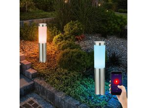 4059157378209 - Smart led Außenlampe silber Sockelleuchte dimmbar Garten Stehlampe Wegeleuchte Terrassenlampe Edelstahl rgb led 10W 806Lmwarmweiß-kaltweiß DxH