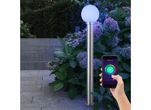 4059157378827 - Wegeleuchten außen Garten Standleuchte Terrassenlampe außen stehend cct Timer dimmbar App- Sprachsteuerung IP44 Edelstahl Kugel weiß Smart Home 1x