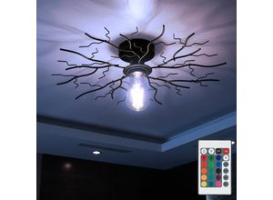 4059157378872 - Etc-shop - led Deckenleuchte schwarz Wohnzimmerlampe modern Deckenlampe dimmbar mit Fernbedienung rgb Farbwechsel Retroleuchte Baum Äste-Design