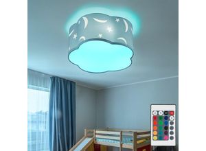 4059157378940 - Deckenlampe Schlafzimmerleuchte blau Kinderlampe Wolke 3-flammig Fernbedienung dimmbar Memoryfunktion Sterne Mond Textilschirm 3x RGB LED 48W