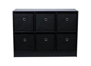 4059157381315 - Etc-shop - Standregal mit 6 Fächern Holzregal Aufbewahrungsregal 6x Faltboxen Bücherregal schwarz Stoffboxen BxHxT 80x60x30 cm