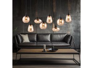 4059157381599 - Etc-shop - Pendelleuchte Glas 8 flammig Esstischlampe schwarz Hängeleuchte Esszimmer Glas amber unterschiedliche Lampenschirme 8x E14 LxH 121x150