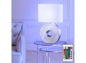 4059157381704 - Etc-shop - Tischlampe Keramik silber Beistellleuchte modern Nachttischlampe Textil weiß oval Fernbedienung dimmbar 1x rgb led 48W 470Lm warmweiß