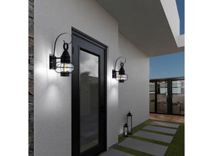 4059157382916 - Wandlampe Hauswand Außenleuchte schwarz Laterne Terrassenleuchte Retro Glasschirm wetterfest Stahl Alu 1x E27 Fassung LxBxH 273x229x448 cm 4059157382916 - Wandlampe Hauswand Außenleuchte schwarz Laterne Terrassenleuchte Retro Glasschirm wetterfest Stahl Alu 1x E27 Fassung LxBxH 273x229x448 cm
