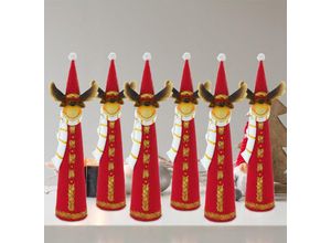 4059157383500 - Weihnachtsdeko Rentier Dekofigur Weihnachten Rentier Advent Figur rot weiß gold braun Kunststoff BxH 35x18 cm 6er Set