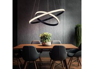 4059157383913 - Hängeleuchte Deckenlampe led Pendelleuchte Esszimmerlampe Kristalle Wohnzimmerleuchte Aluminium schwarz Memoryfunktion led 3000K warmweiß DxH