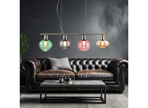 4059157384347 - Etc-shop - Pendelleuchte 4 flammig Wohnzimmerlampe Esstischleuchte Hängelampe Glas mehrfarbig nickel matt 4x E14 LxH 80x150 cm