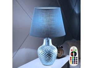 4059157384873 - Etc-shop - Tischlampe Wohnzimmer Nachttischlampe Keramik Chrom Textil braun Fernbedienung dimmbar 1x rgb led 48W 470Lm warmweiß DxH 20x32cm