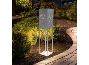 4059157385443 - - led Solarleuchte Dekosäule Gartendeko Außenleuchte Solardeko Gartenlampe Edelstahl grau Akku IP44 warmweiß h 100 cm