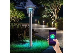 4059157386150 - Stehleuchte Außenleuchte Garten Wegeleuchte Laterne Stehlampe App Steuerung dimmbar Edelstahl Smart rgb led 10W 806Lm LxBxH 22x22x80 cm