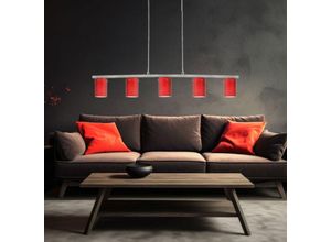 4059157386877 - Hänge Leuchte Glas rot Chrom Diele Wohnzimmer G9 Beleuchtung 5-flammig