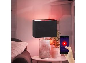 4059157387263 - Tischleuchte Nachttischlampe Smart LED Tischlampe dimmbar Leseleuchte Wohnzimmerleuchte Keramik Textil RGB Farbwechsel App- Sprachsteuerung