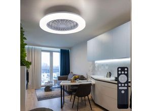 4059157387454 - Etc-shop - Deckenventilator mit Beleuchtung Wohnzimmer Fernbedienung leise Deckenleuchte Ventilator Dimmbar cct Nachtlicht Timer 49 Watt led 1800lm