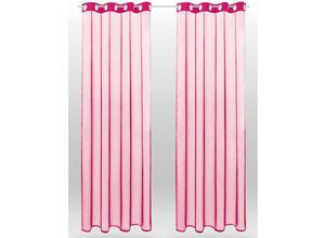 4059222003319 - Bestlivings - Transparente Pinke Gardine mit Ösen 2er Pack (B140 x L145) viele Varianten erhältlich - Pink