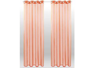 4059222003340 - Bestlivings - Transparente Orange Gardine mit Ösen 2er Pack (B140 x L145) viele Varianten erhältlich - Orange