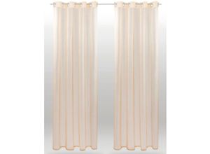 4059222003357 - Bestlivings - Transparente Beige Gardine mit Ösen 2er Pack (B140 x L145) viele Varianten erhältlich - Beige