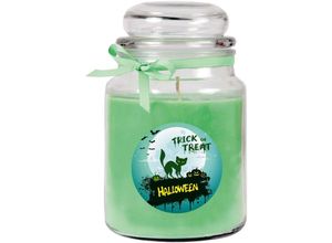 4059222024406 - Hs Candle - Halloween Duftkerze im Bonbonglas - viele Motive zur Auswahl Ideale Herbstdeko - Grün