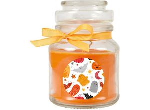 4059222024413 - Hs Candle - Halloween Duftkerze im Bonbonglas - viele Motive zur Auswahl Ideale Herbstdeko - Orange