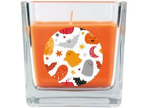 4059222024420 - Hs Candle - Halloween Duftkerze im Glas - viele Motive zur Auswahl Ideale Herbstdeko - Orange