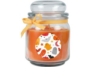 4059222024437 - Hs Candle - Halloween Duftkerze im Bonbonglas - viele Motive zur Auswahl Ideale Herbstdeko - Orange