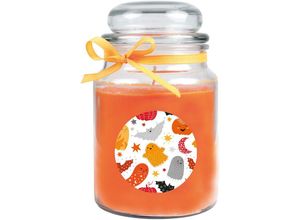 4059222024444 - Hs Candle - Halloween Duftkerze im Bonbonglas - viele Motive zur Auswahl Ideale Herbstdeko - Orange