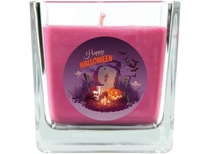 4059222024468 - Hs Candle - Halloween Duftkerze im Glas - viele Motive zur Auswahl Ideale Herbstdeko - Lila